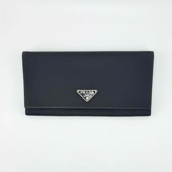 Prada Tessuto Continental Long Wallet Black Nylon & Leather w/ Silver Hardware - Picture 10 of 13